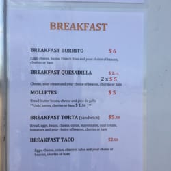 Crown Food Truck - Breakfast menu