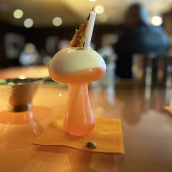 Quill - a mushroom shaped dessert on a table - New American Near Me - Washington, DC, District of Columbia