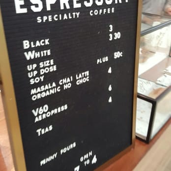 Espressory - Menu and prices - Coffee & Tea Near Me - Sydney, NSW