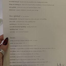Cocktail menu Cocktail menu
