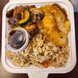 Pioneer Pantry - Fried rice, zucchini & mushrooms and meat (or fish) jun
