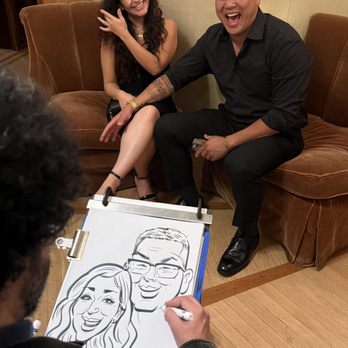 GeekyMoni - Caricature of wedding guests in progress - Caricatures Near Me GeekyMoni - Caricature of wedding guests in progress - Caricatures Near Me