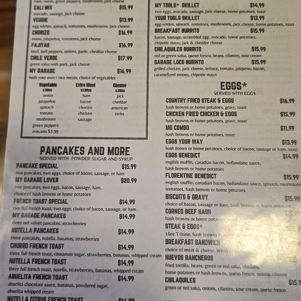 My Garage Kitchen - Menu - New American Near Me - North Las Vegas, Nevada