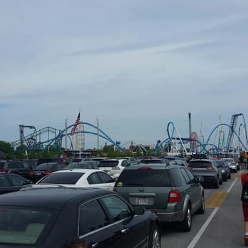 Cedar Point - Believe it or not, EIGHT roller coasters are visible in this pic from the parking lot 0_o - Amusement Parks Near Me - Sandusky, Ohio