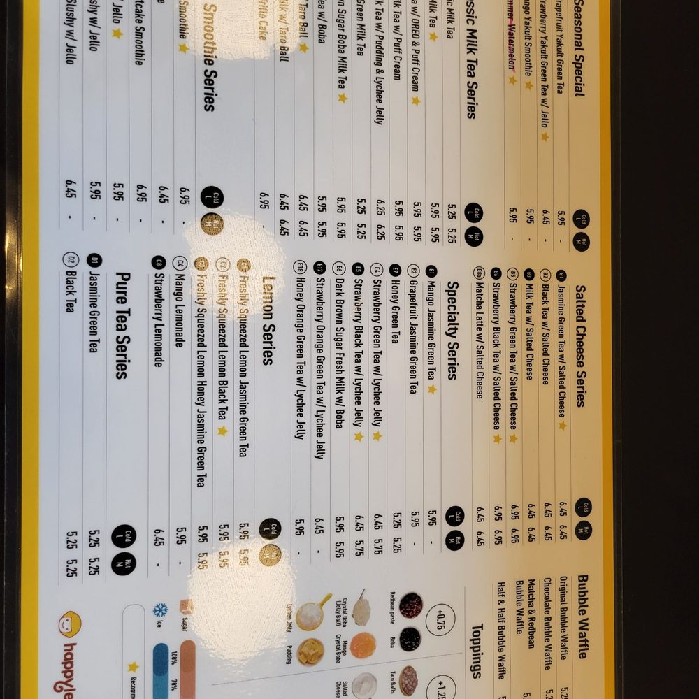 Happy Lemon - Menu (Jan 2023) - Bubble Tea Near Me - Beaverton, Oregon Happy Lemon - Menu (Jan 2023) - Bubble Tea Near Me - Beaverton, Oregon