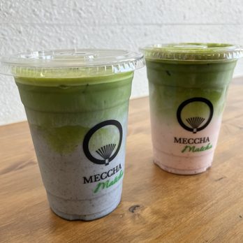 Meccha Matcha - Matcha sesame (left) Matcha strawberry (right) - Desserts Near Me - Artesia, California Meccha Matcha - Matcha sesame (left) Matcha strawberry (right) - Desserts Near Me - Artesia, California