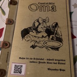 Gaststätte Oma - Menu