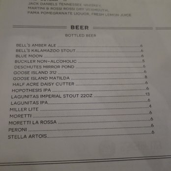 Mia Francesca  - Bottled beer menu, circa August 2016. - Italian Near Me - Chicago, Illinois