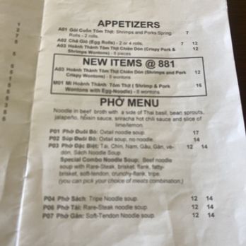 Pho 881 Restaurant - Menu, there were 2 other pages w a QR code to check out their virtual menu - Vietnamese Near Me - Long Beach, California Pho 881 Restaurant - Menu, there were 2 other pages w a QR code to check out their virtual menu - Vietnamese Near Me - Long Beach, California