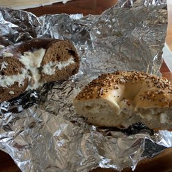 Hole Lot Of Bagels - Pumpernickel bagel and everything bagel each with whitefish salad lettuce tomato and onion
