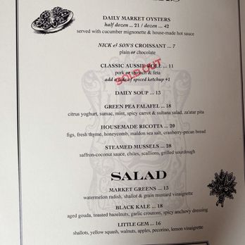 Five Leaves - Menu as of 12/2025 - New American Near Me - Brooklyn, New York