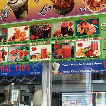 Chiva Coco - the menu of a juice shop - Mexican Near Me - Rialto, California