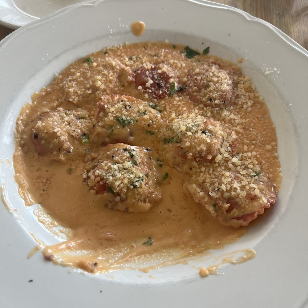 Lobster ravioli missing two because I had to try it before snapping a photo Lobster ravioli missing two because I had to try it before snapping a photo