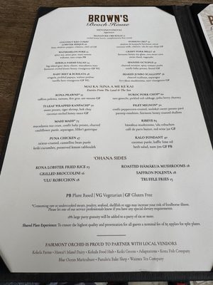 Menu photo 3 Brown's Beach House Kohala Coast, HI