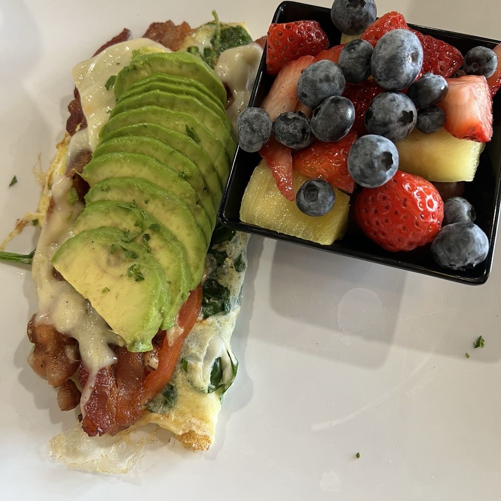 Egg Town - Egg white BLT Omelette and fruit cup - Breakfast & Brunch Near Me - Bradenton, Florida