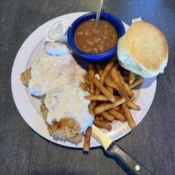 Angel's Diner - Chicken fried steak with beer battered fries