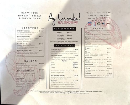 Menu photo 1 Ay Caramba Prunedale, CA