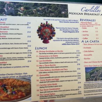 Carlillos Cocina - 9/4/24 FYI, menu - Mexican Near Me - Sparks, Nevada