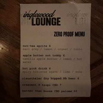 Inglewood Lounge - Mocktail menu - Lounges Near Me - Nashville, Tennessee
