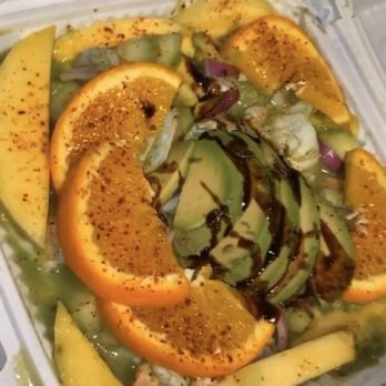 Mariscos Monse - Blurry sorry but this is her green agua chili! - Caterers Near Me