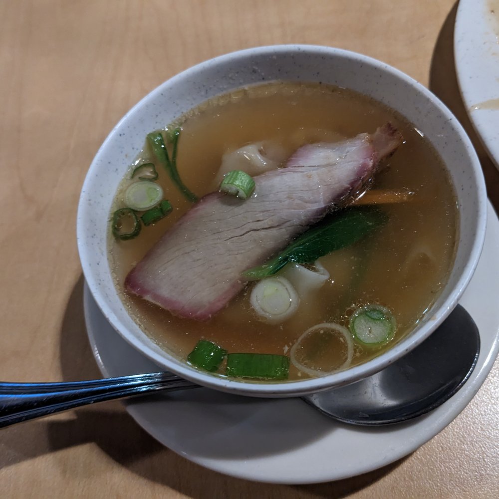 Wonton soup at Leong's Asian Diner, Springfield