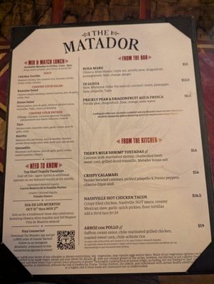 Menu photo 2 The Matador Charlotte, NC Menu photo 2 The Matador Charlotte, NC