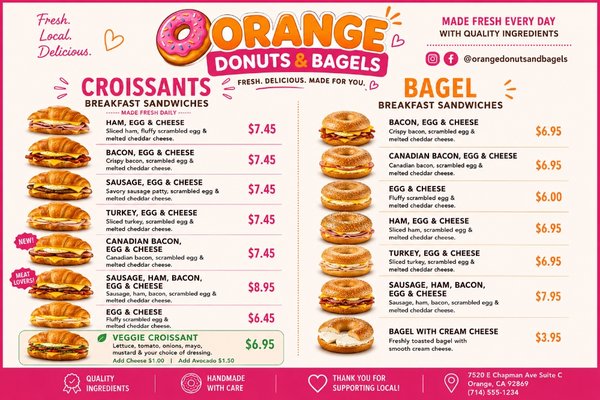 Menu photo 1 Orange Donuts And Bagels Orange, CA Menu photo 1 Orange Donuts And Bagels Orange, CA