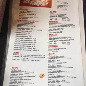Sushi Star - Front of the menu - Sushi Bars Near Me - Huntersville, North Carolina