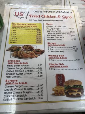 Menu photo 2 US Fried Chicken and Gyro Indian Orchard, MA Menu photo 2 US Fried Chicken and Gyro Indian Orchard, MA
