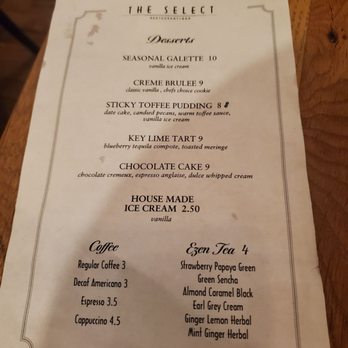 The Select - Dessert menu - Mediterranean Near Me - Sandy Springs, Georgia