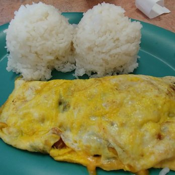 Kountry Style Kitchen Restaurant - Ham and cheese omlette with spinach served with rice - Breakfast & Brunch Near Me - Ewa Beach, Hawaii