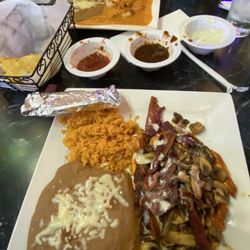 Tequila Modern Mexican - In front: pollo ranchero Back: shrimp