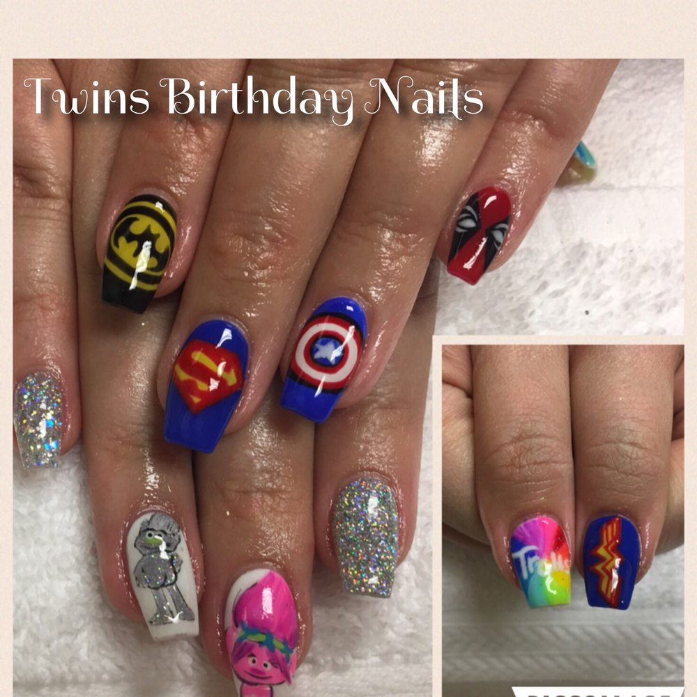 Crazi_Tracy's Nail Place - Trolls /superhero nails for my kids birthday!! - Nail Salons Near Me - Glendale, Arizona