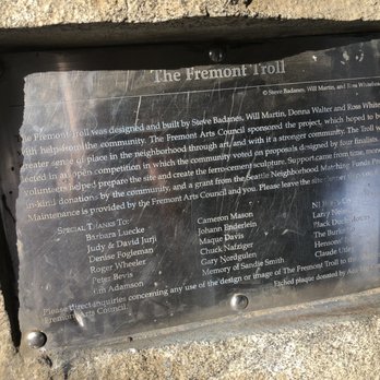 Fremont Troll - Plaque - Public Art Near Me - Seattle, Washington