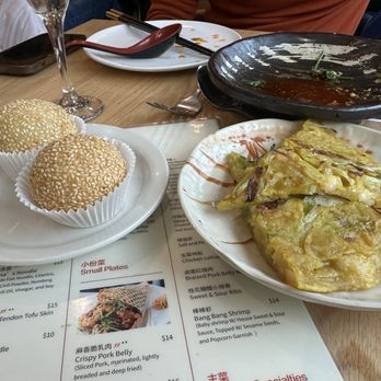 Peter Chang - Purple sweet potato sesame balls & Curry seafood pancake - Szechuan Near Me - Columbia, Maryland