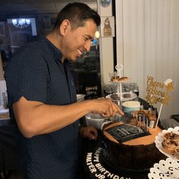 The look on his face and how happy he was with his surprised cake The look on his face and how happy he was with his surprised cake