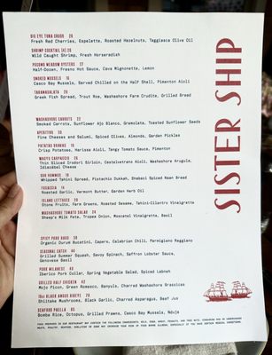 Menu photo 1 Sister Ship Nantucket, MA Menu photo 1 Sister Ship Nantucket, MA