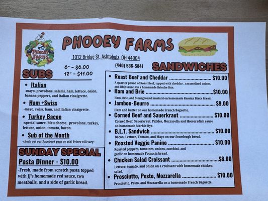 Menu photo 1 Phooey Farms Ashtabula, OH