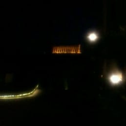 View of the ruins lit up