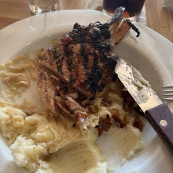 Timberfire - Brown sugar grilled pork chops with garlic mashed potatoes - New American Near Me - Chagrin Falls, Ohio