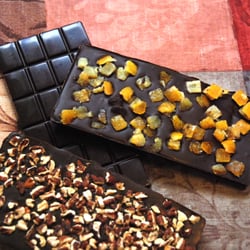 Gourmet M Chocolates - Plain,apricot and pecan dark chocolate bars.