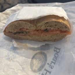 Salmon bagel on whole wheat.