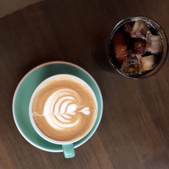Nook Coffee Bar - My latte that I got cold because the barista's friends spent 5 min taking pictures of it, well before I was given my latte. - Coffee & Tea Near Me - Costa Mesa, California