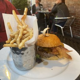 Burger and truffle fries Burger and truffle fries