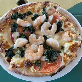 No Name Pub - White shrimp pizza - American Near Me - Big Pine Key, Florida No Name Pub - White shrimp pizza - American Near Me - Big Pine Key, Florida