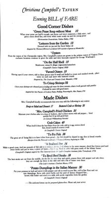 Menu photo 4 Christiana Campbell's Tavern Williamsburg, VA