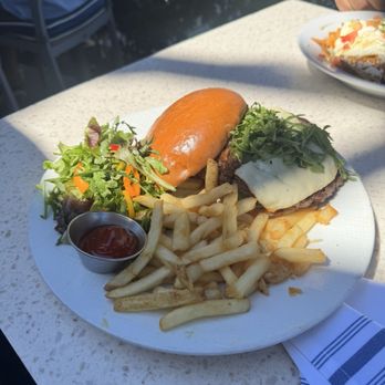 Lighthouse - Burger with delicious arugula salad - Breakfast & Brunch Near Me - Newport Beach, California