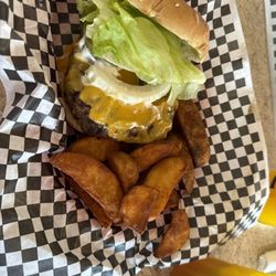The Otherside - Westport Marina - Cheeseburger and wedges.  Wry tasty and large meal.