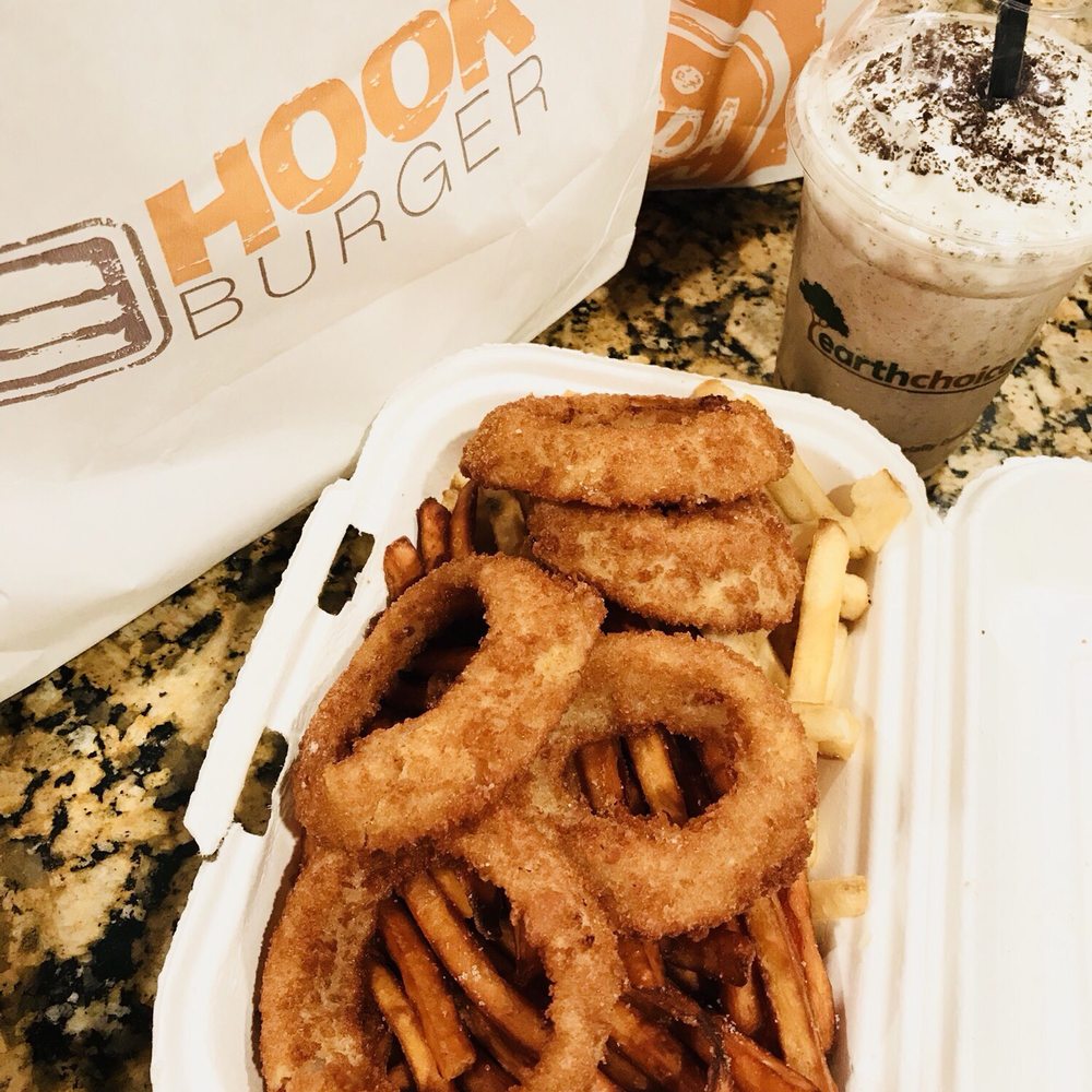 Hook Burger - The Trio (Fries, Sweet Potato Fries & Onion Rings) w/ Oreo Shake - Burgers Near Me - Oxnard, California