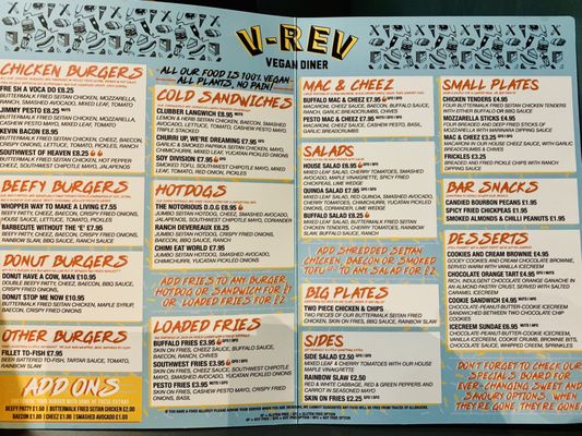Menu photo 1 V Rev Vegan Diner Manchester, XGM Menu photo 1 V Rev Vegan Diner Manchester, XGM